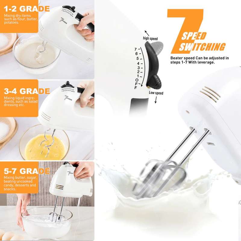 Stainless Steel Electric Hand Mixer 7 Speed