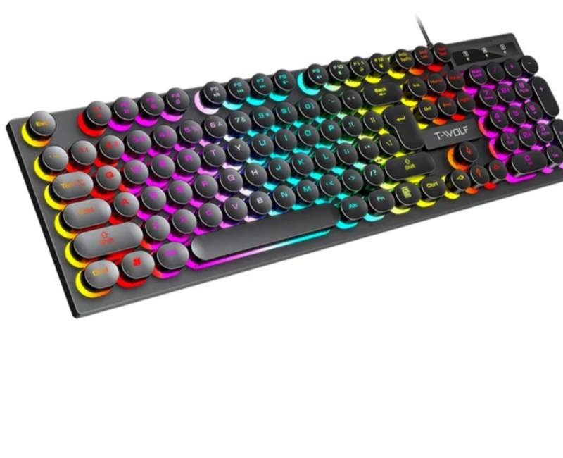 T-WOLF T80 PUNK RETRO Rainbow Gaming Keyboard