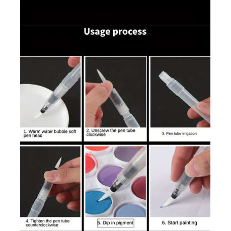 Water Brush Pens - Set of 12 Units for Watercolour Painting