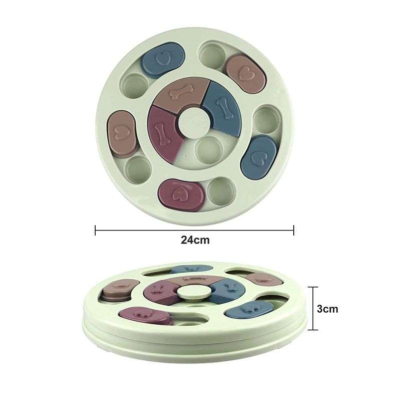 Interactive Dog Round Puzzle Game Toy Treat Dispenser Slow Feeder - Pink