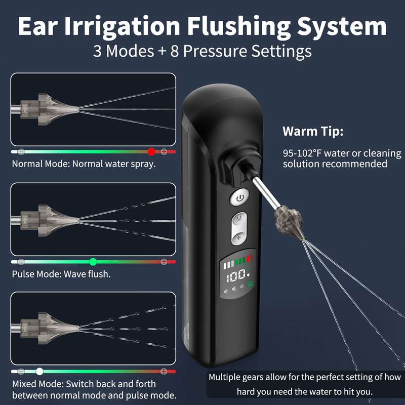 Ear Wax Removal, Electric Water Power Ear Cleaner 8 Pressure Modes