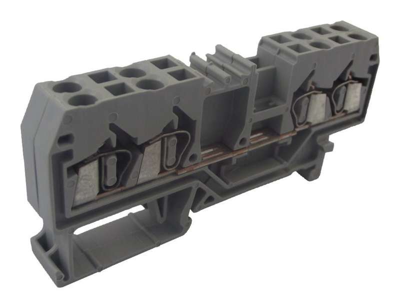 Wago (280-833) DIN Rail Mount Terminal Block, 4 Ways, 28 AWG, 12 AWG
