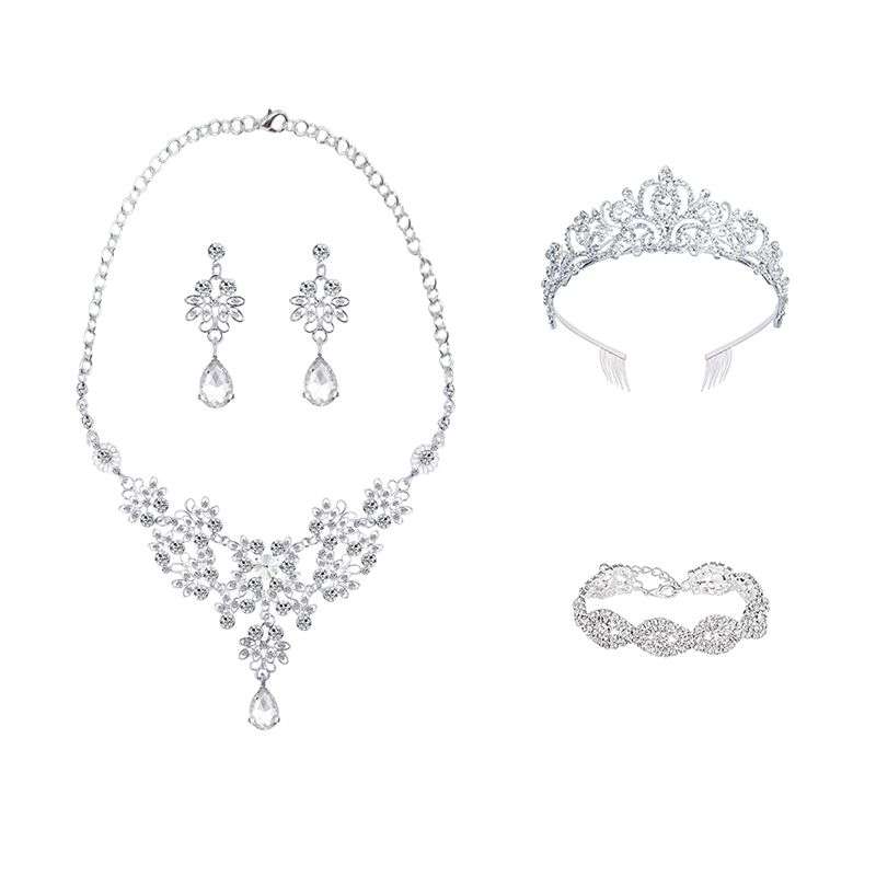 Jacaranda Rhinestone Crystal Bride Statement Jewelry Set For Women