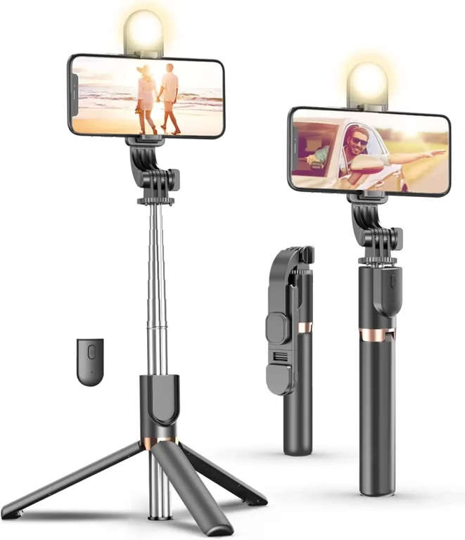 Phone Tripod Stand, Strechable Tripod Led Light With Bluetooth Remote -1.3m