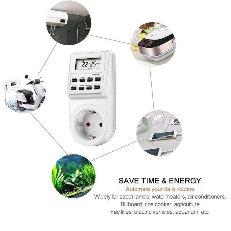 220V 24 Hour Programmable Digital LCD Power Timer Switch - Start & Stop your Electrical Devices