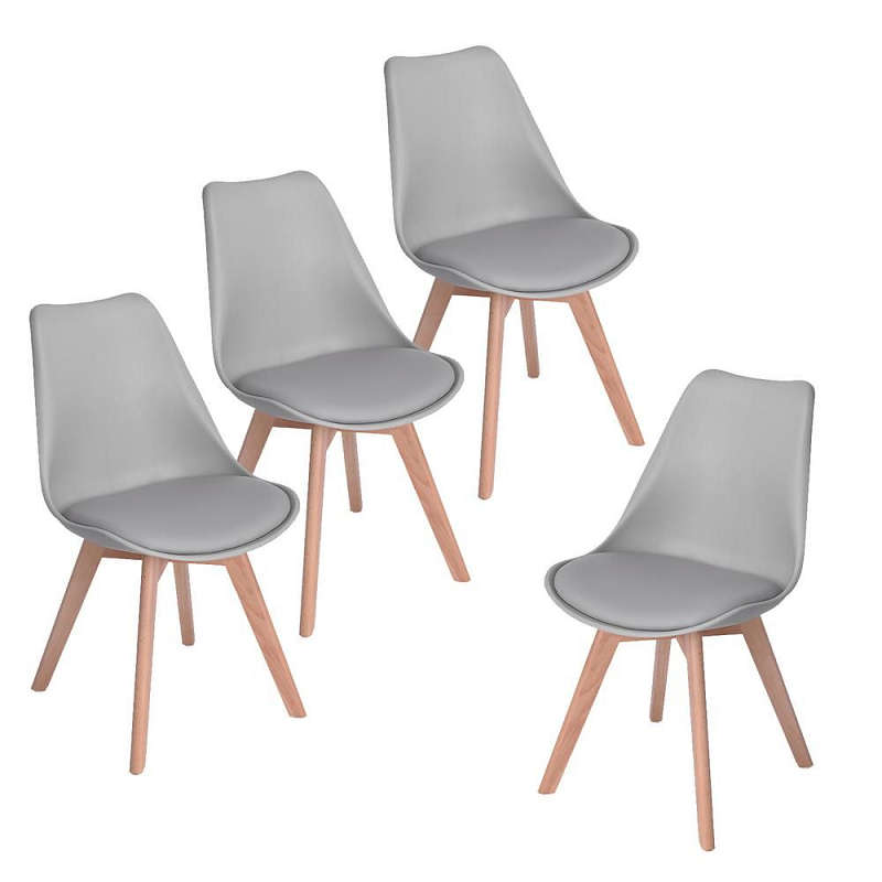 4 x Pre-assembled padded chairs - Grey