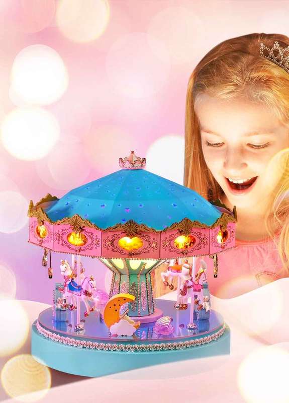 Cuteroom DIY Miniature Music Rotating House - Enchanted Carousel Music Box