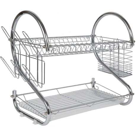 2 Layer Steel Tableware & Dish Rack with Cups and Cutlery Holders (PLEASE READ DESCRIPTION)