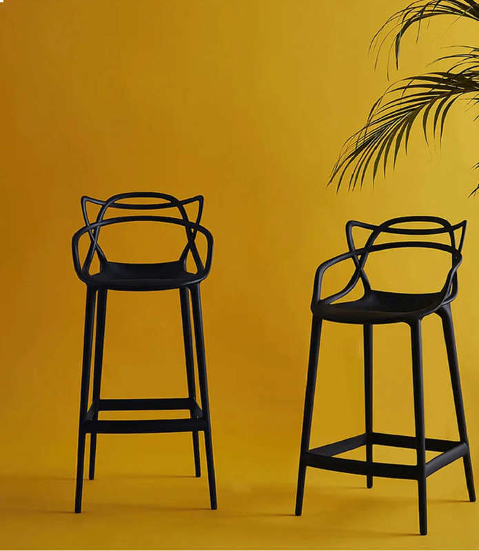 Bar Stool - Plastic - Black - 4 Pack