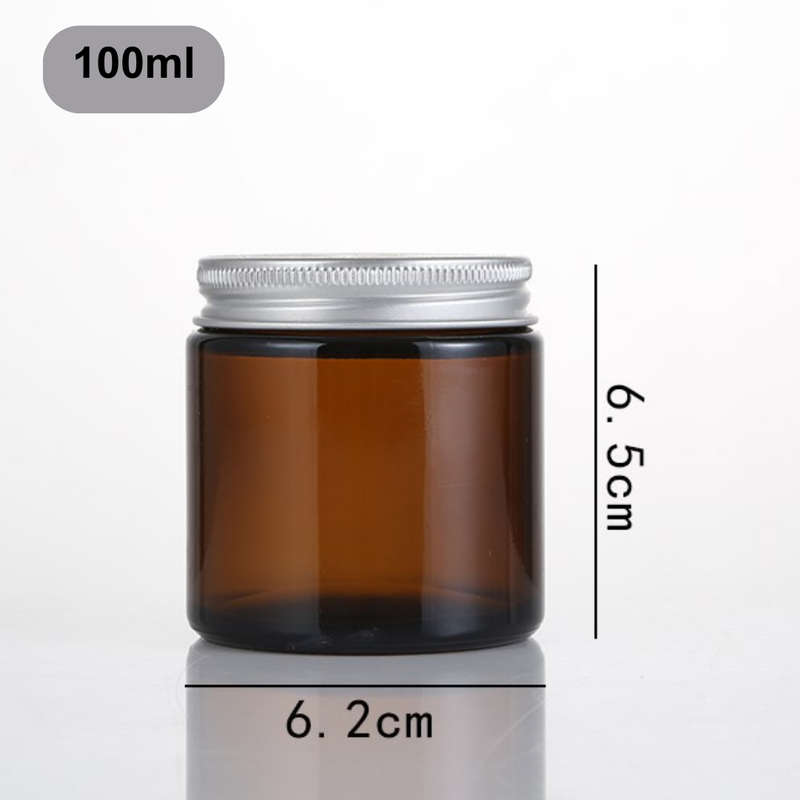 Amber Glass Candle Jars with Silver Lids  Set of 4 (2 x 200ml & 2 x 100ml)