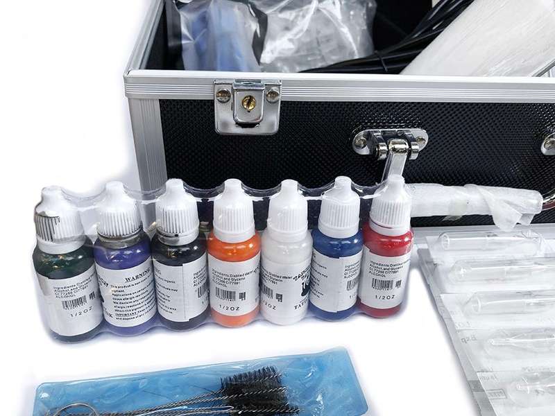 Professional Complete Double Gun Tattoo Kit with Lockable Aliminum Case