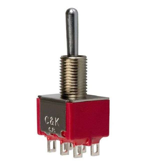 C&K Components (7201K2ZQE) Toggle Switch, On-None-On, DPDT, Non Illuminated