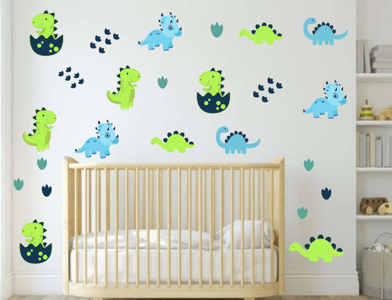 Baby Dinosaurs Wall Vinyl Stickers - Pack of 24 Vinyl Stickers