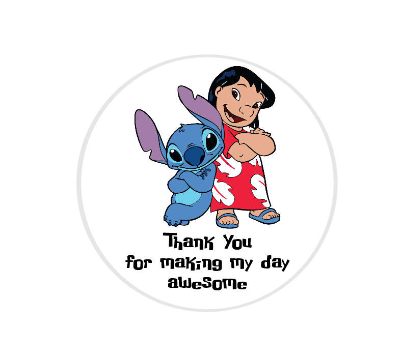 Lilo and Stitch Party Stickers - Thank You Favor Stickers - Pack of 25