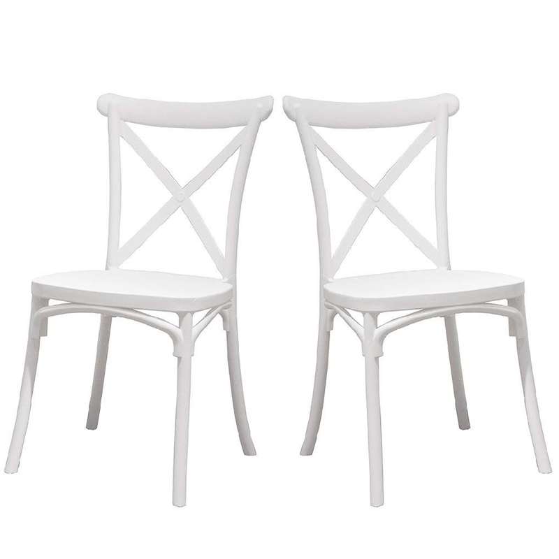 Classic Cross Back Dining Chair - 2 Pack - White