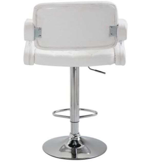White Luxury Leather Barstool With Chrome Base