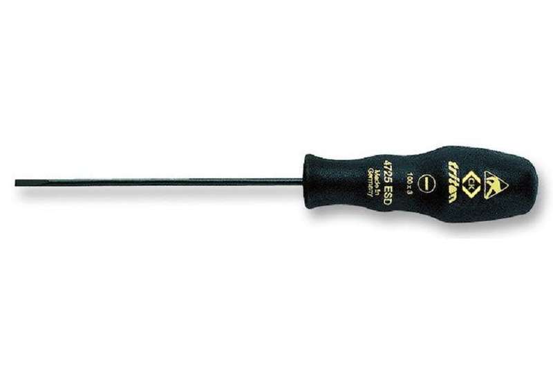 CK Tool (T4725ESD 03) Screwdriver, Slotted, ESD, 75mm Blade, 3mm Tip