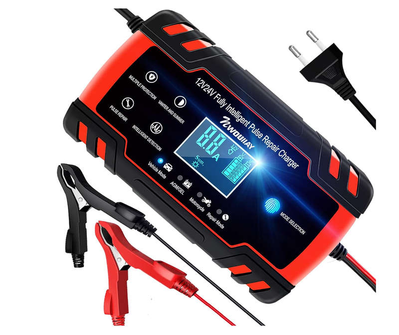 Auto Battery Charger Red Automatic 8A 12V 24V