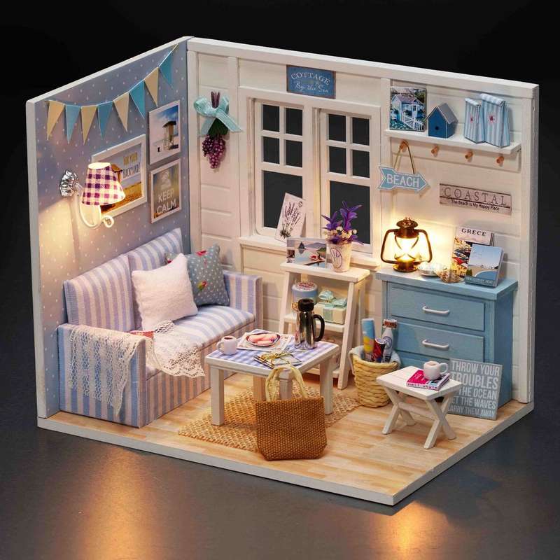 CUTEROOM DIY Miniature House - Fresh Sunshine Light Blue Room