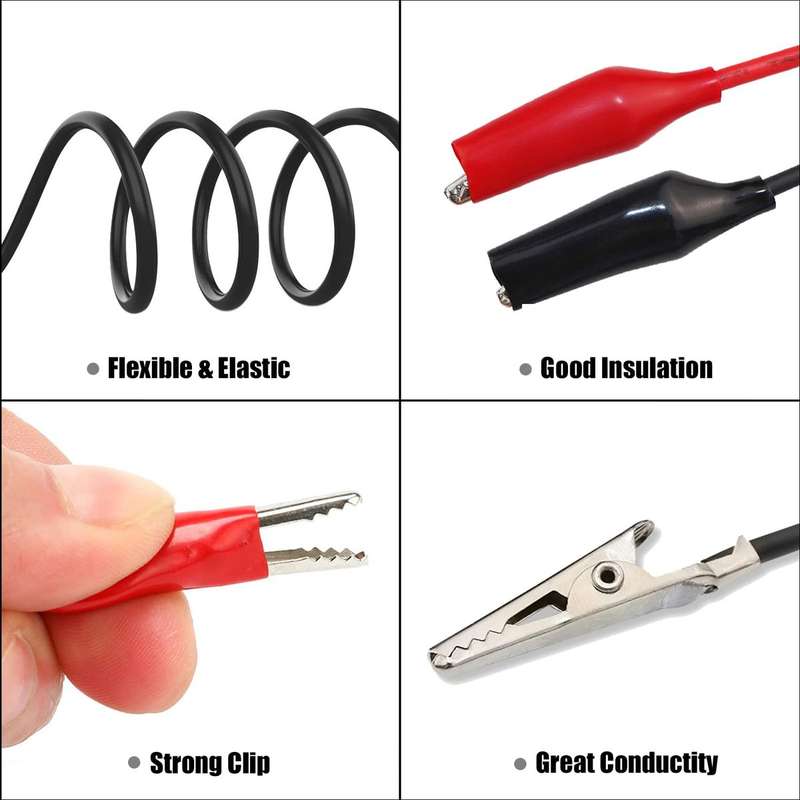 10PCS Premium Electrical Crocodile Alligator Clips Test Lead