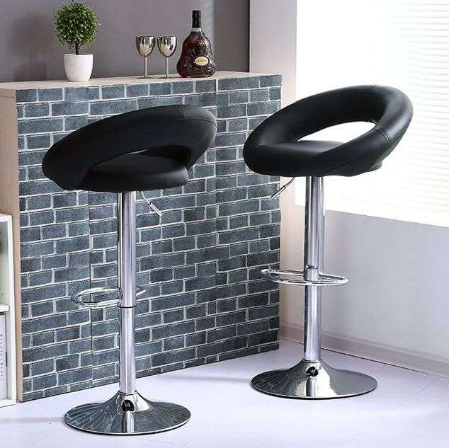 Leather Plush Bar Stools - Set of Two