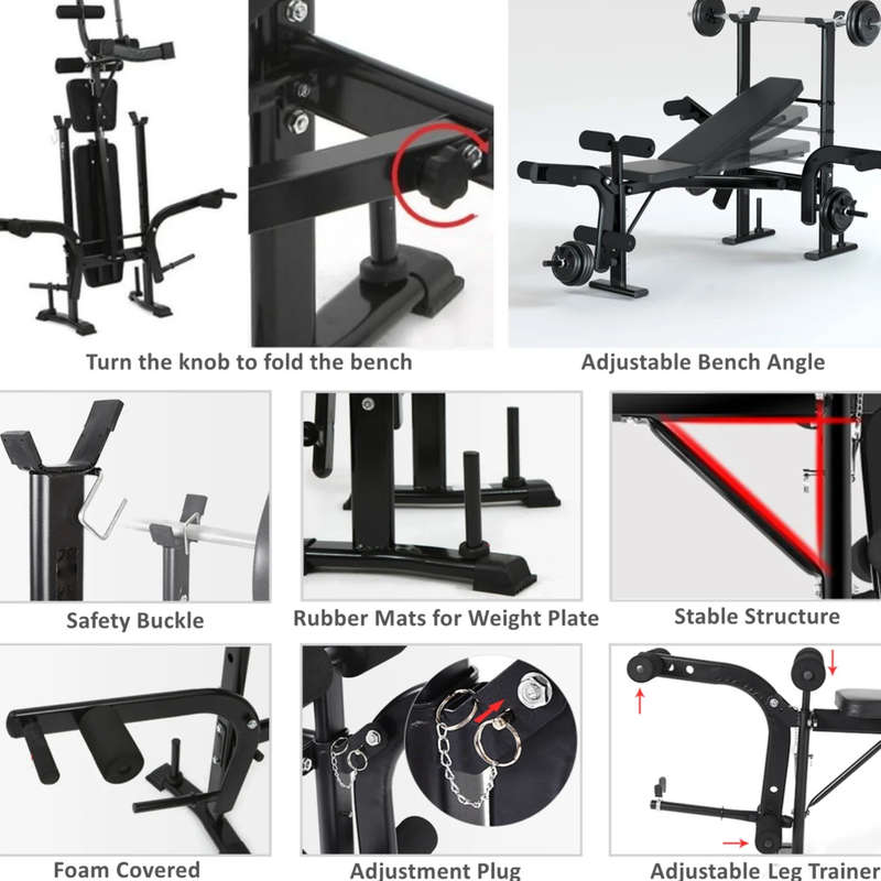 Weight Lifting Bench with Barbell Rack for Workout and Fitness Training