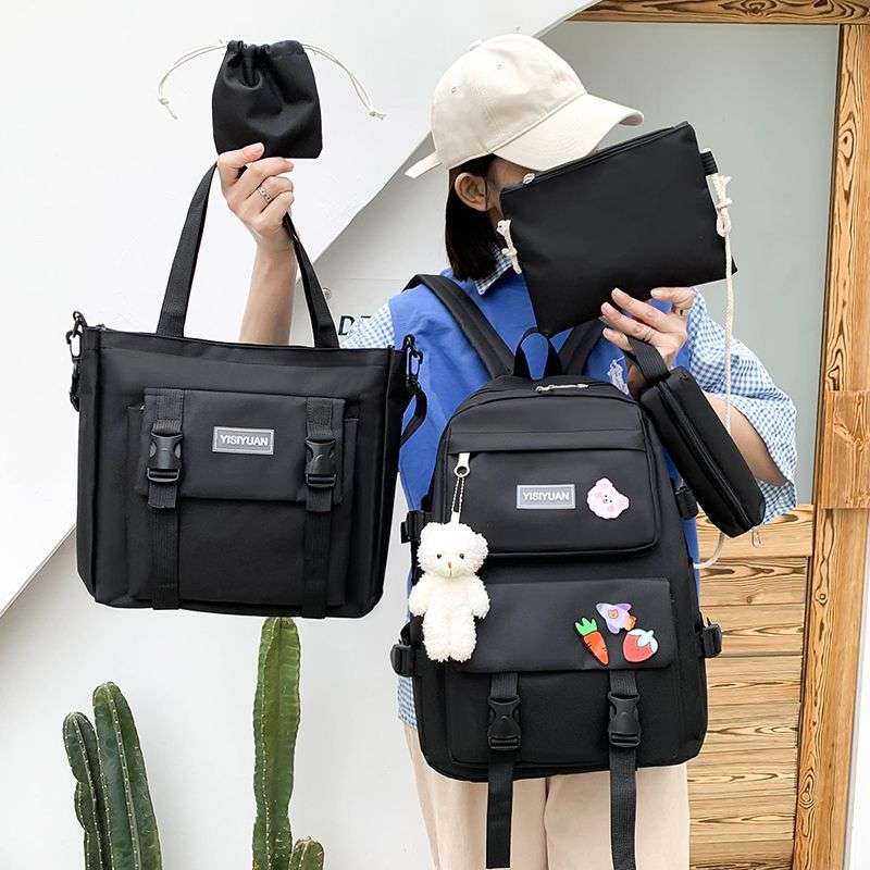 DHAO 5 Piece Backpack Combo Set - Black