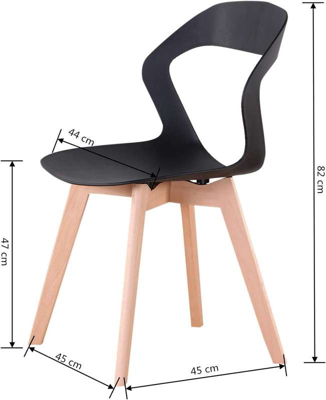 Plastic Kitchen Chair in Black-1 Pack