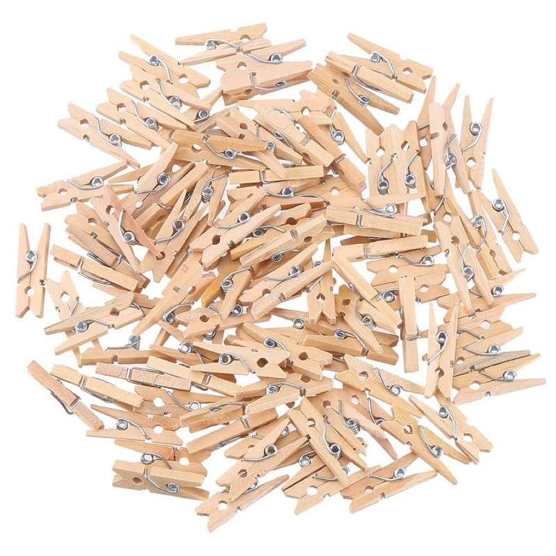Craft Multifunctional Wooden Clip Hanging Pegs - 3cm - Set of 100 - Brown
