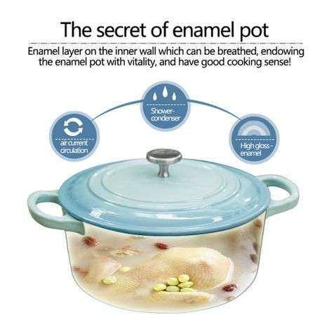 DH - New Design Dutch Pot Cookware Sets Cast Iron - 7 Piece - Sky Blue