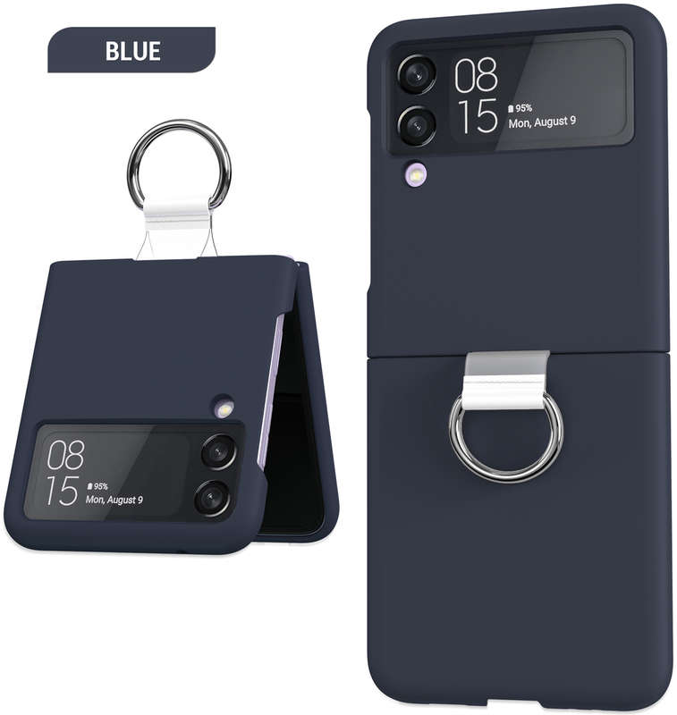 Ring Holder Silicone Protective Case for Samsung Z Flip 3 5G Black Blue Green