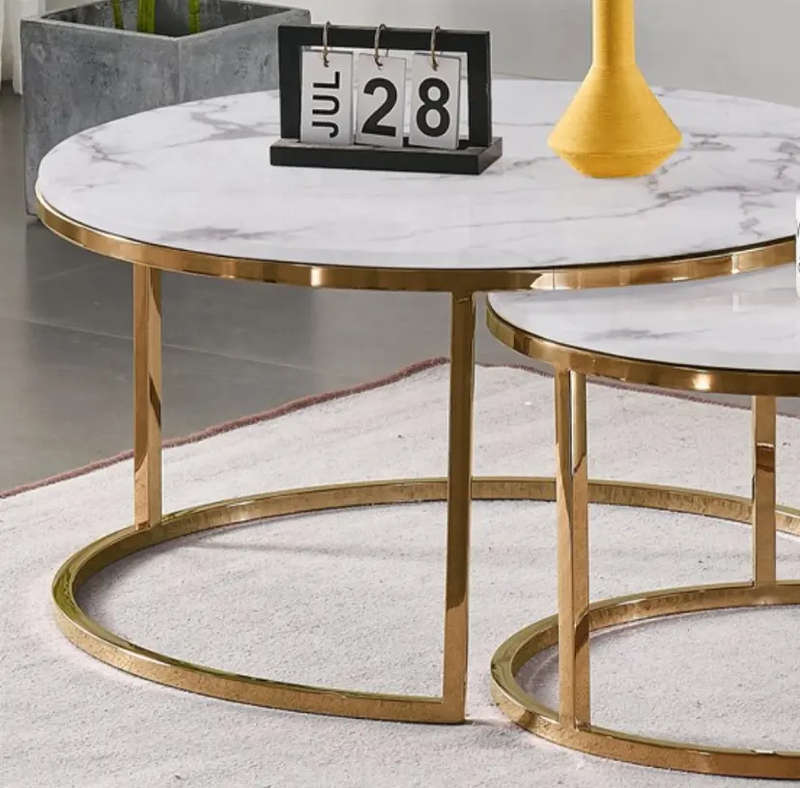 Marble Top Nesting Coffee Tables - 2 Pack