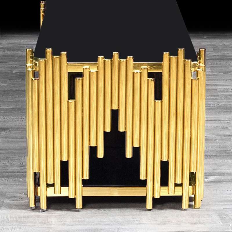 Smart TV/ Plasma Stands - Tempered Glass Top - Wooden Drawers - Gold
