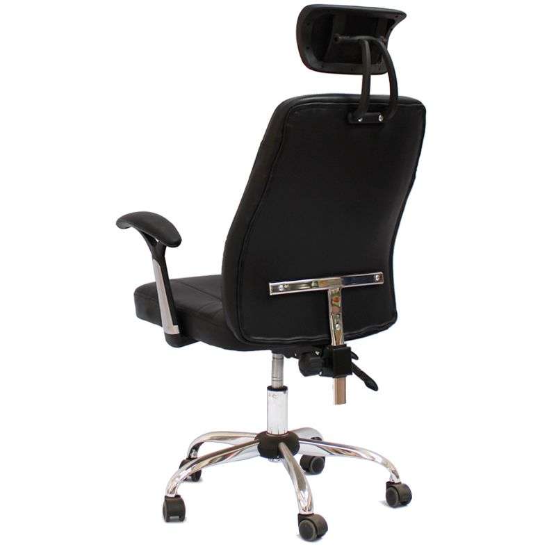 Office Chairs - Contemporary Design PU Leather Office Arm Chair- Reclinable Backrest -Black Colour
