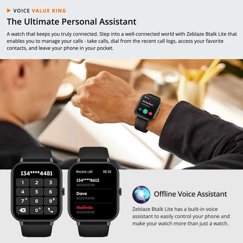 BTALK LITE - IP68 Water Resistant Smart Watch - Black