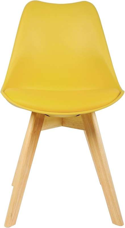 Modern and trendy padded chairs with wooden legs-8 Pack - Yellow