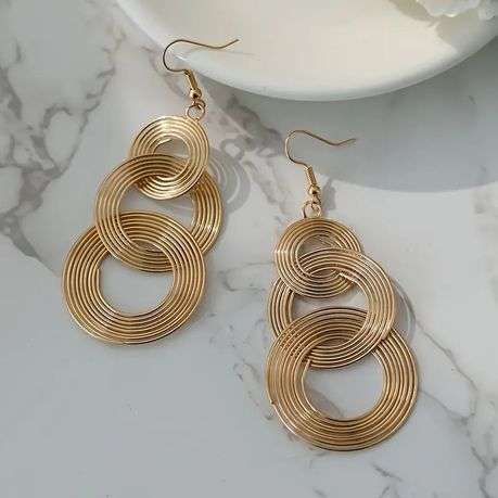 Golden Drop & Dangle Multilayer Circle Earrings