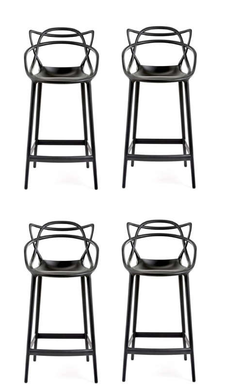 Bar Stool - Plastic - Black - 4 Pack