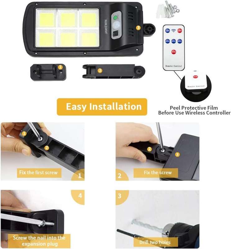 Outdoor 60W 120 LED Solar Motion Street Lamp - Set Of 2