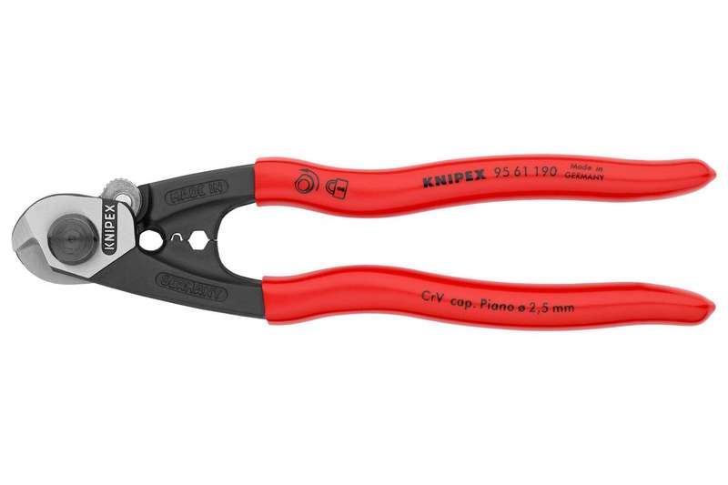 Knipex (95 61 190) Cutter, Nibbler, Wire Rope, 6 mm Cutting Capacity