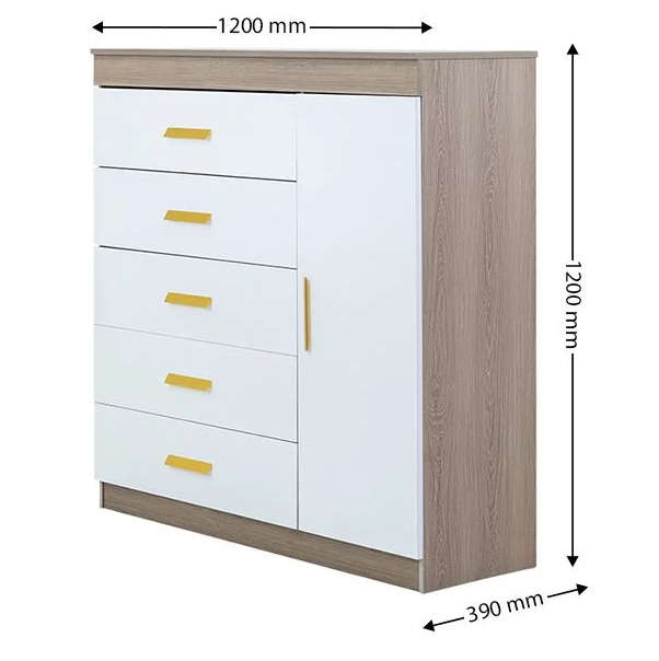 Mini Rome / Chest of drawers  5 Drawers - oak