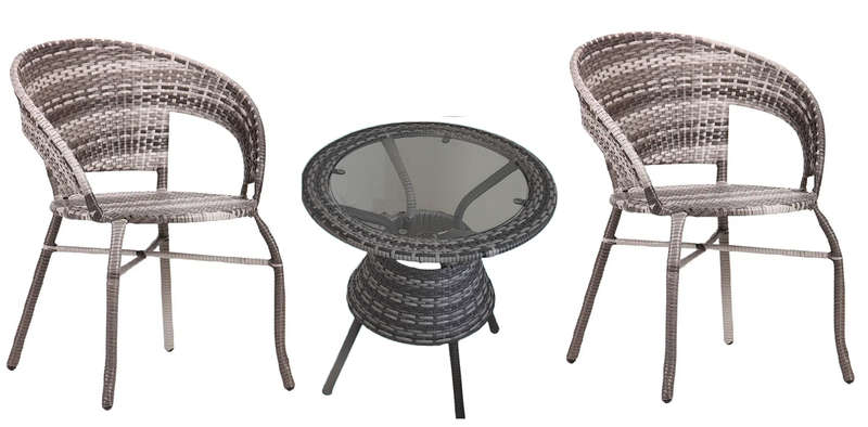 Patio Set - 3 Piece - Silver Grey Colour