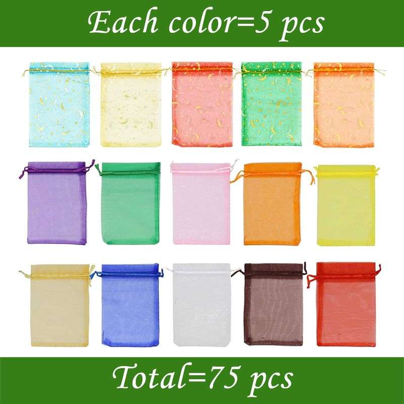 75 Piece Organza Candy Mesh Drawstring Favour Bags