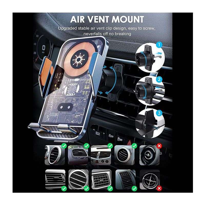 Easiest Electronic closing & opening Mobile phone Car Holder with built-in 20w Wireless charging