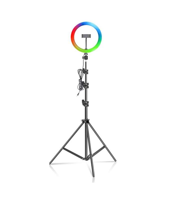 10-inch RGB LED soft ring light with tripod for live broadcasting