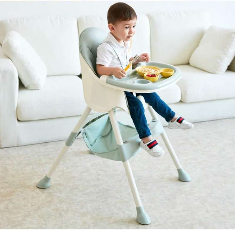 Baby Dining Chair Children Multifunctional Foldable High Chair-Green