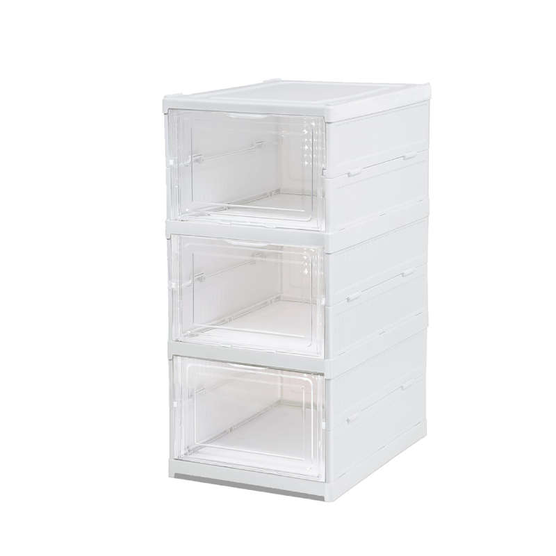 3 Tier Installation Free Shoe Box Clear Stackable Shoe Organizer for Closet