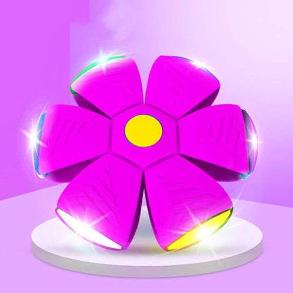 Magic Flying Football Flat Throw Soccer Ball Toy Game With LED Lights - Pink