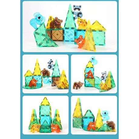 KEBO 56 Pieces Jungle Animals Construction Blocks Magnetic Tiles - STEAM