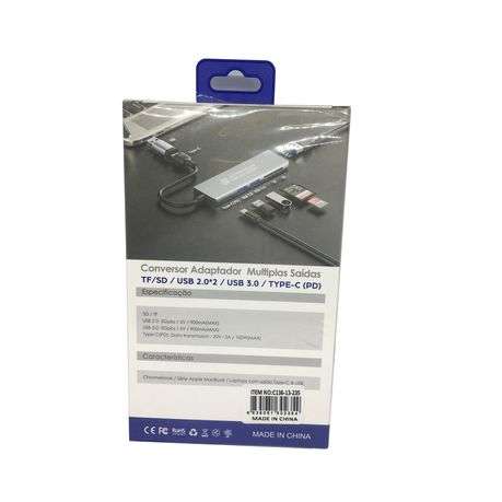AOWEIXUN ORVESION Converter Adapter - TF+SD+USB 2.0x2+3.0+TYPE-C+PD